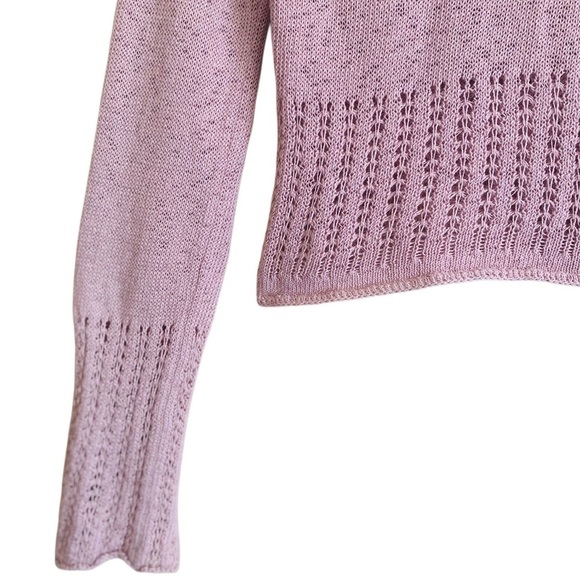 FREE PEOPLE Feminine Lightweight Crochet Ruffled Knit Pullover Sweater Sz XS/TP - Picture 6 of 10